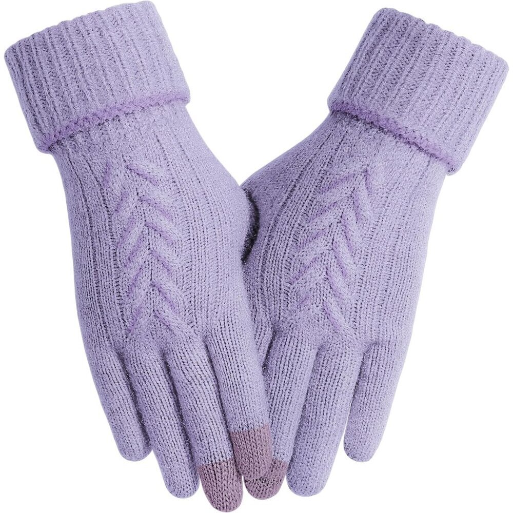 Women Winter Gloves, Touch Screen Texting Gloves, Elastic Soft Warm Knit Lined,